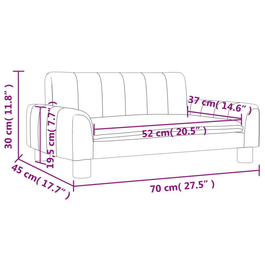 vidaXL Детски диван, Тъмносив, 70x45x30 см, текстил