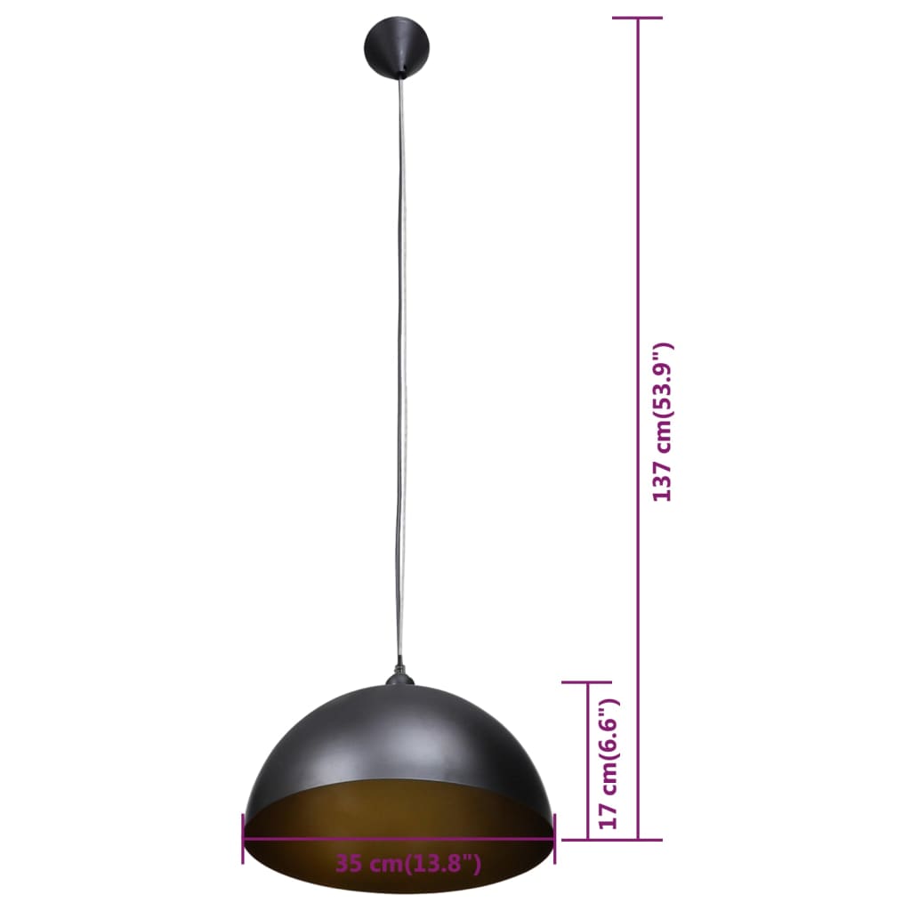 vidaXL Метални полилеи, 2 бр, регулируема височина, полусфера, черни