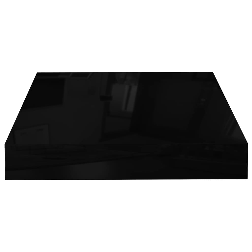 vidaXL Окачени стенни рафтове, 2 бр, черен гланц, 23x23,5x3,8 см, МДФ
