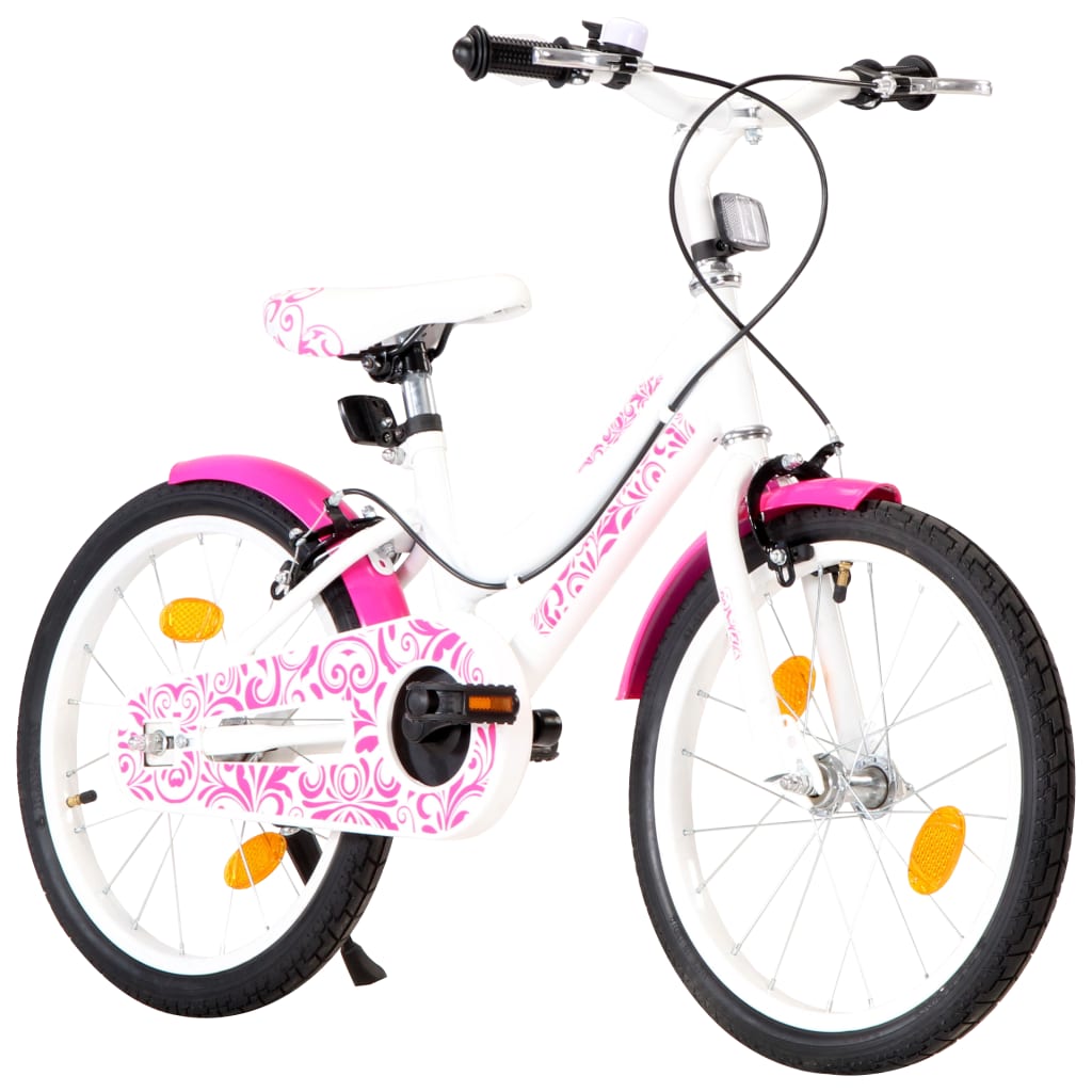 vidaXL Детски велосипед, 18 цола, розово и бяло