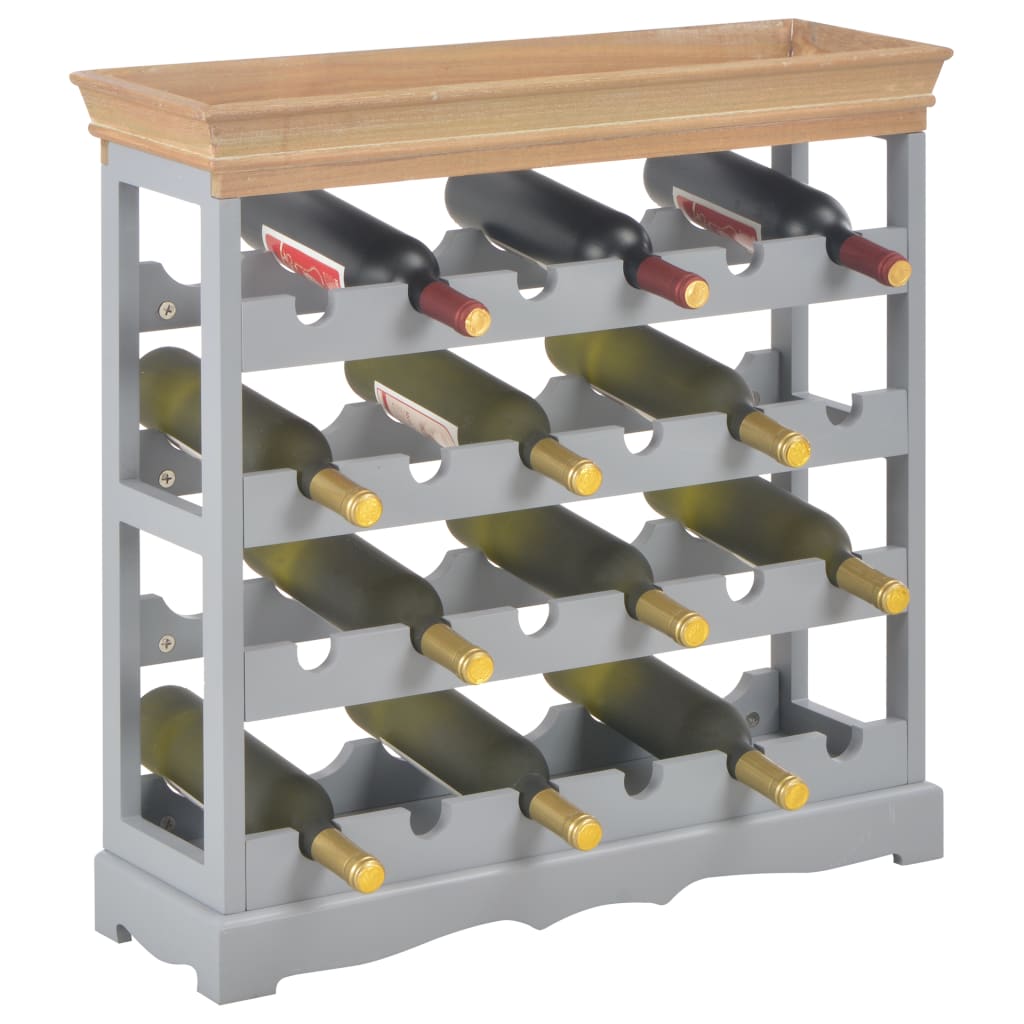 vidaXL Шкаф за вино, сив, 70x22,5x70,5 см, МДФ