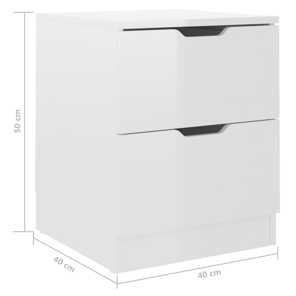vidaXL Нощно шкафче, бял гланц, 40x40x50 см, ПДЧ