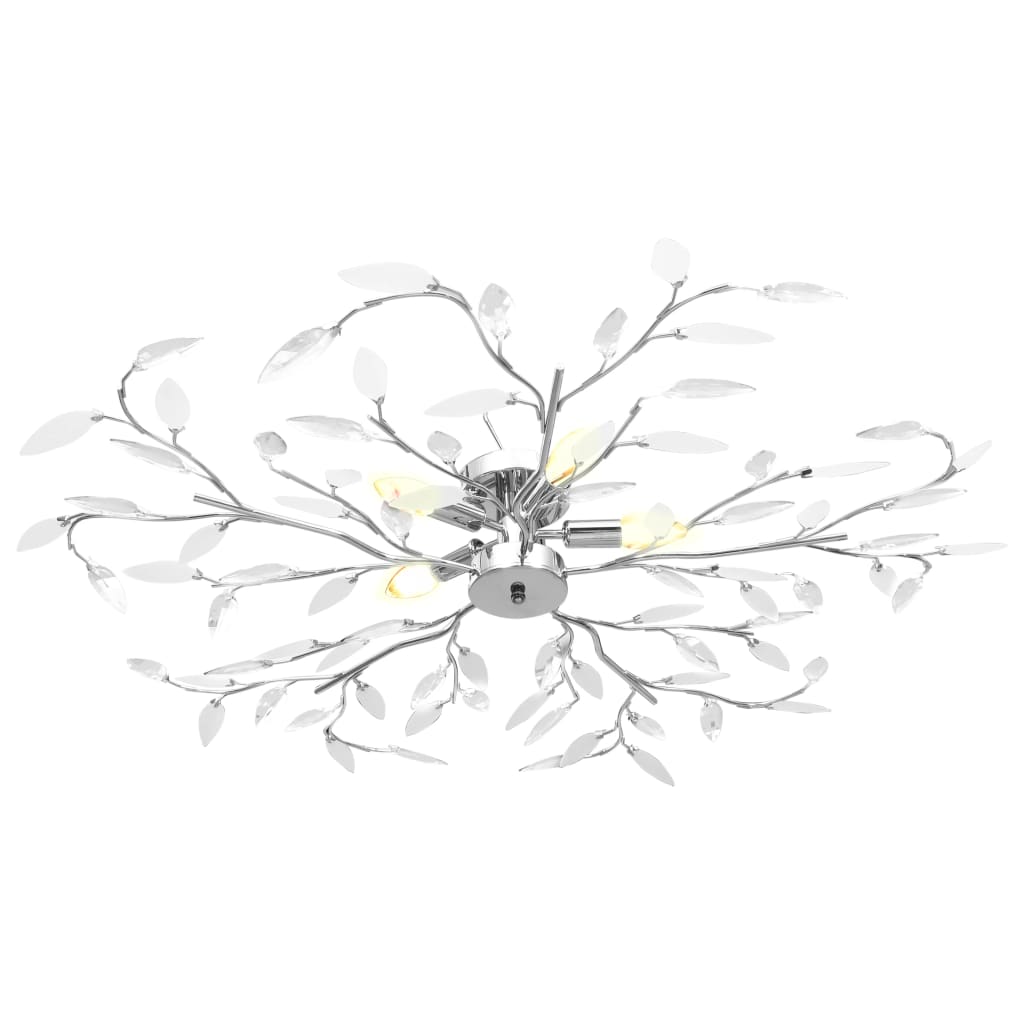 vidaXL Лампа за таван с акрилни кристални листа за 5 крушки E14 бяла