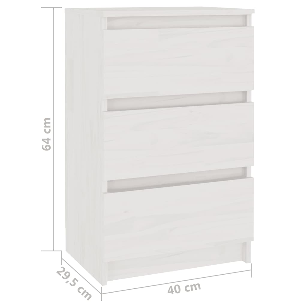 vidaXL Нощни шкафчета, 2 бр, бели, 40x29,5x64 см, борово дърво масив