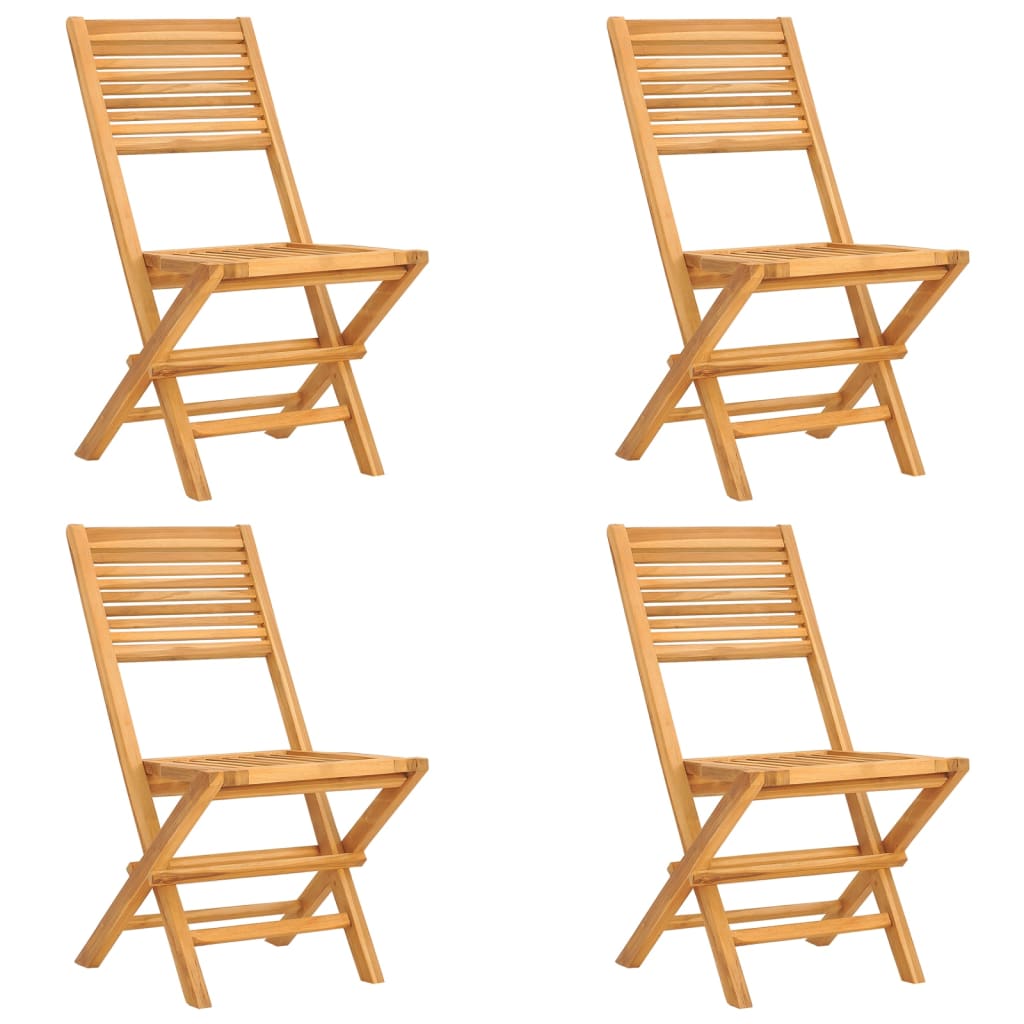 vidaXL Сгъваеми градински столове, 4 бр, 47x62x90 см, тик масив