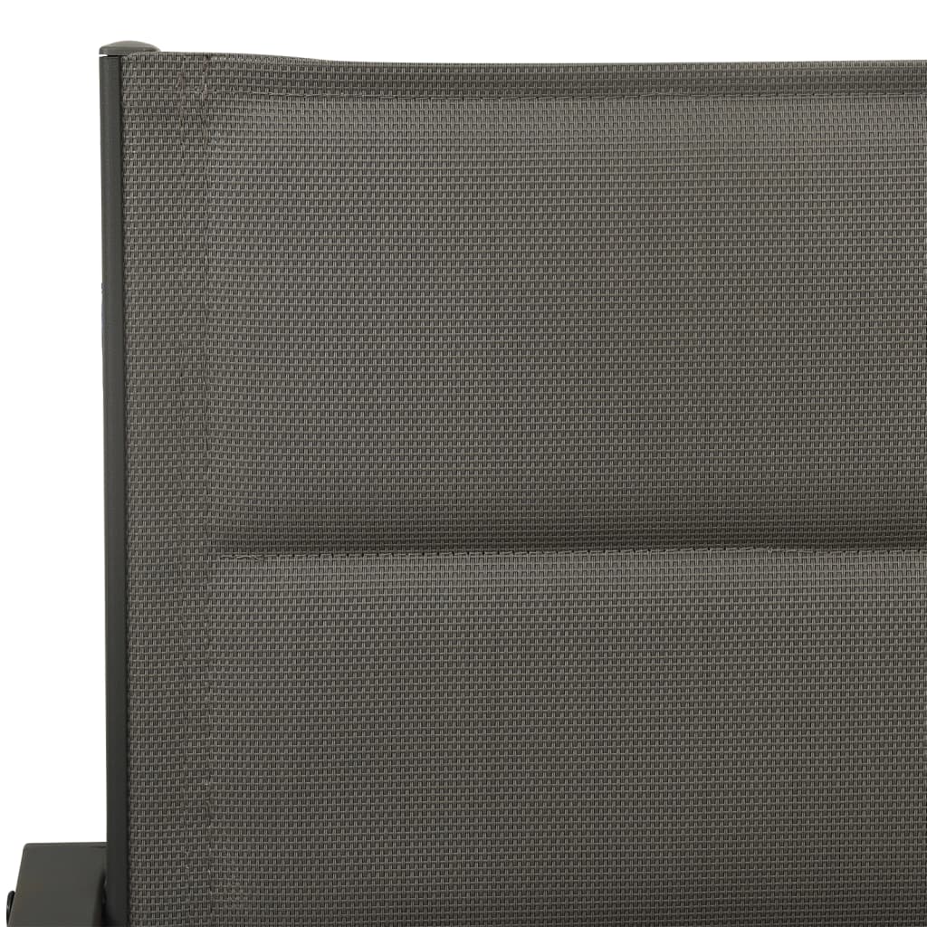vidaXL Градински трапезен комплект 7 части черен стомана и текстилен