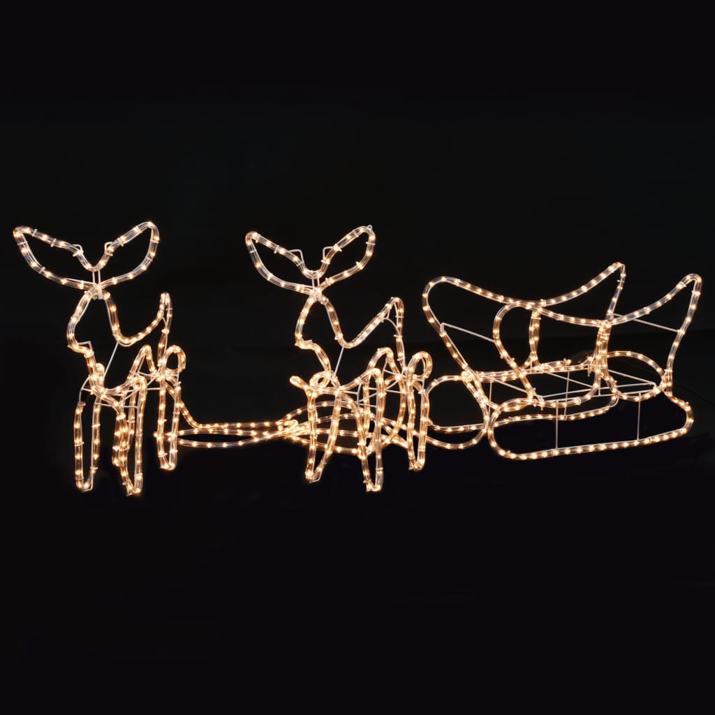 vidaXL Коледна украса, 2 светещи елена с шейна, 300x24x47 см