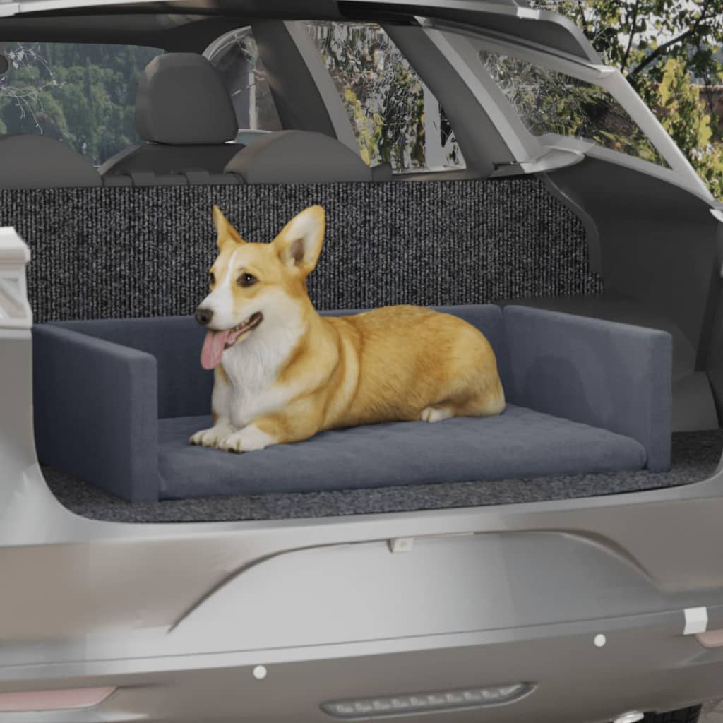 vidaXL Постелка за багажник за куче сив 110x70 см ленена визия