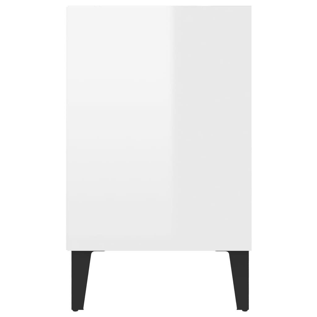 vidaXL ТВ шкаф с метални крака, бял гланц, 103,5x30x50 см