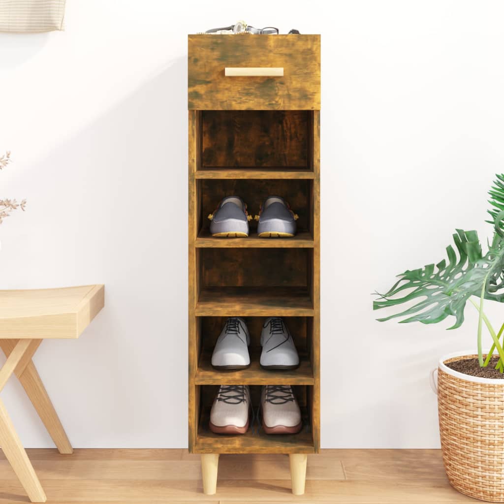vidaXL Шкаф за обувки, опушен дъб, 30x35x105 см, инженерно дърво