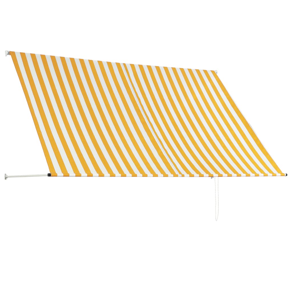 vidaXL Сенник с падащо рамо, 250х150 см, жълто и бяло
