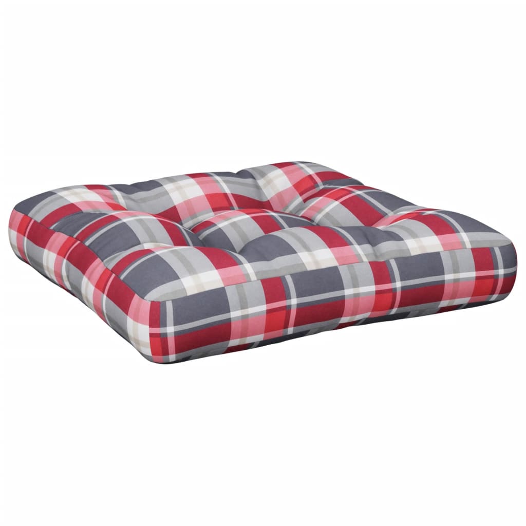 vidaXL Палетна възглавница, червено каре, 50x50x12 см, текстил