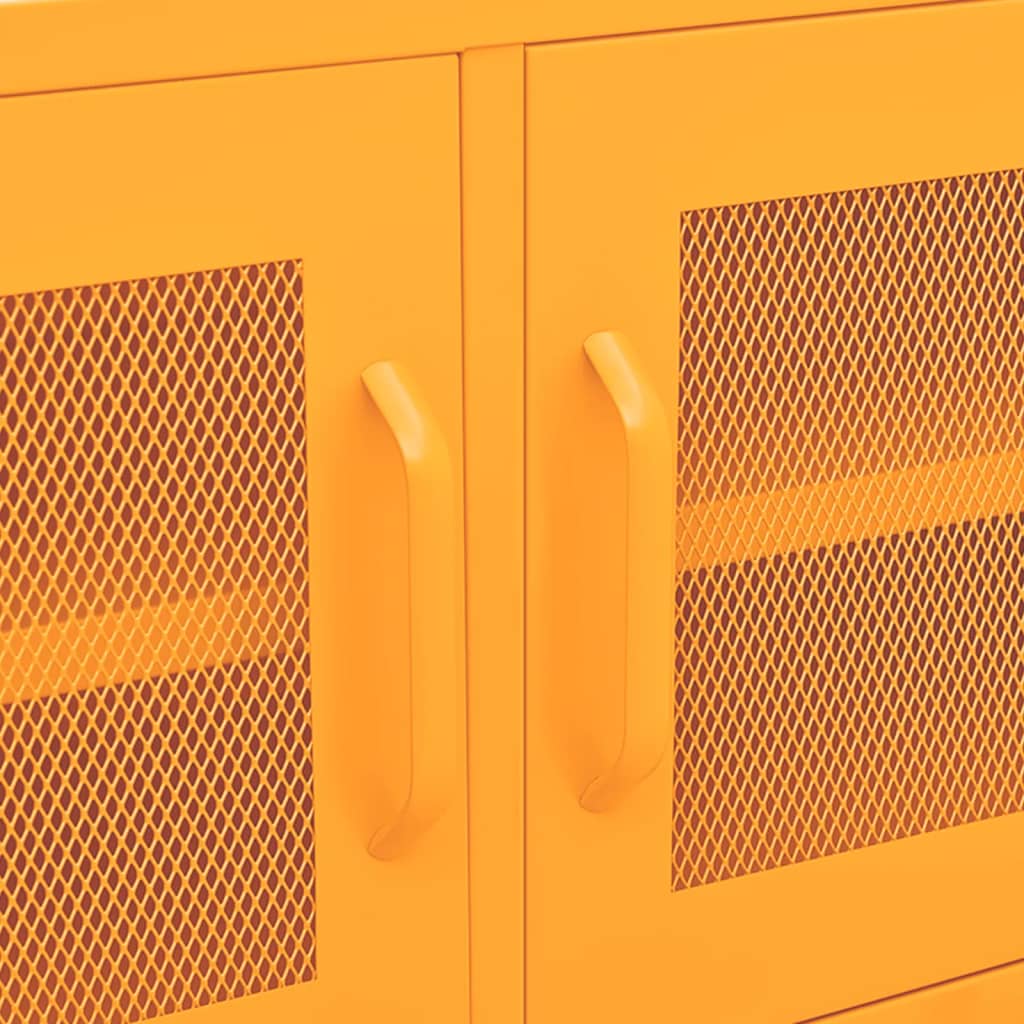 vidaXL ТВ шкаф, горчица жълто, 105x35x50 см, стомана