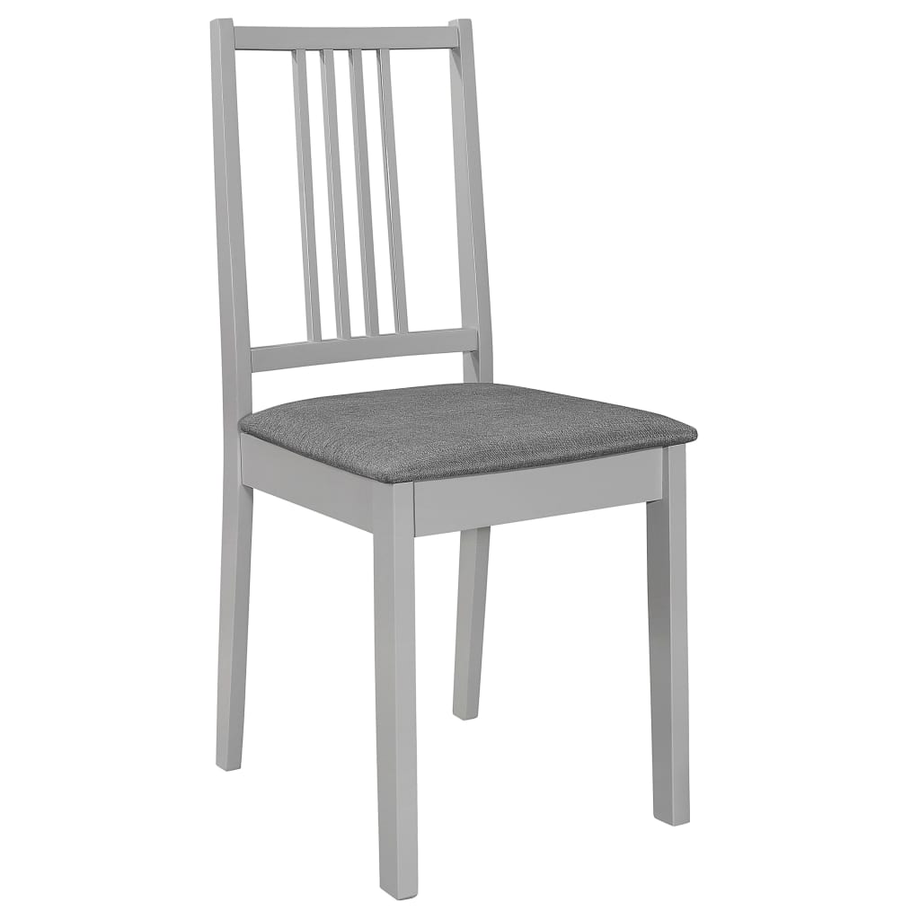 vidaXL Трапезни столове с тапицерия, 4 бр, сиви, масивна дървесина