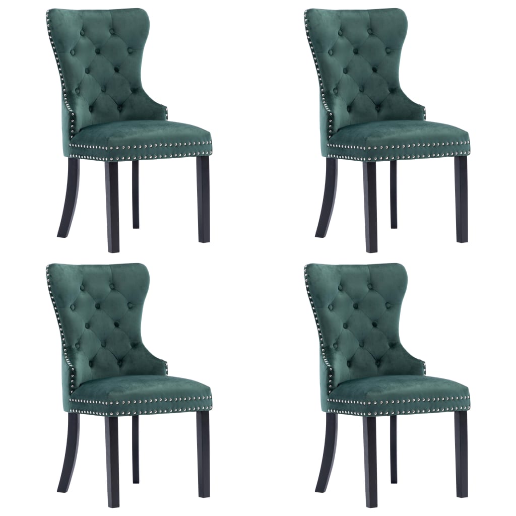 vidaXL Трапезни столове, 4 бр, тъмнозелени, кадифе