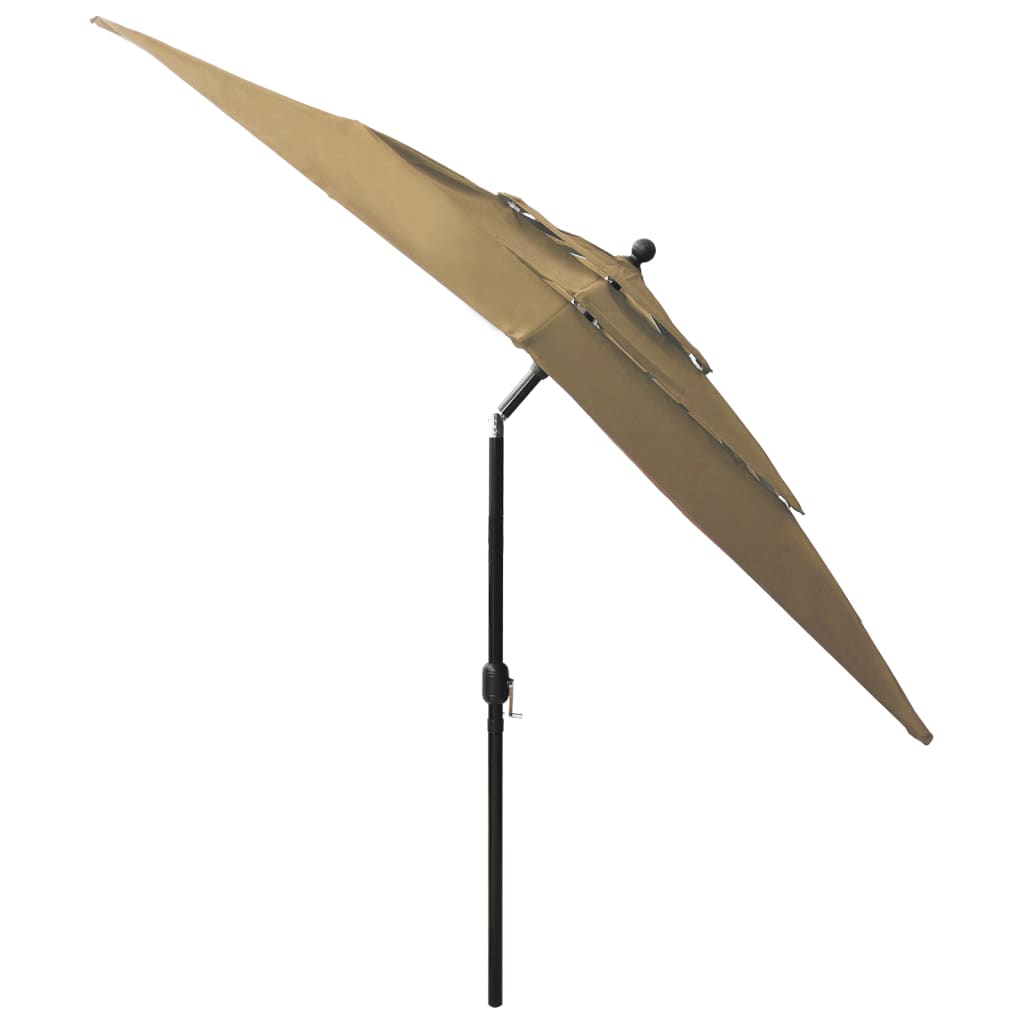 vidaXL Градински чадър на 3 нива с алуминиев прът, таупе, 2,5x2,5 м