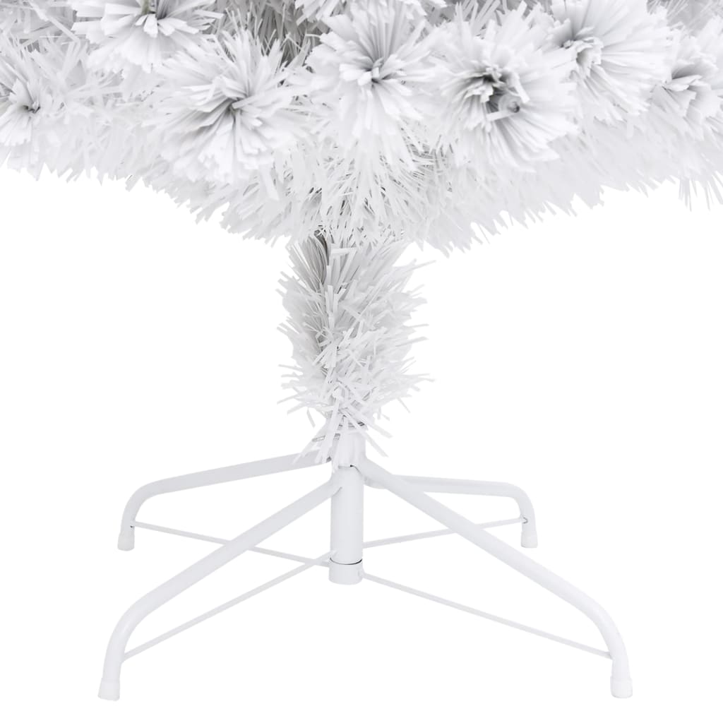 vidaXL Изкуствена осветена коледна елха бяла 180 см оптично влакно
