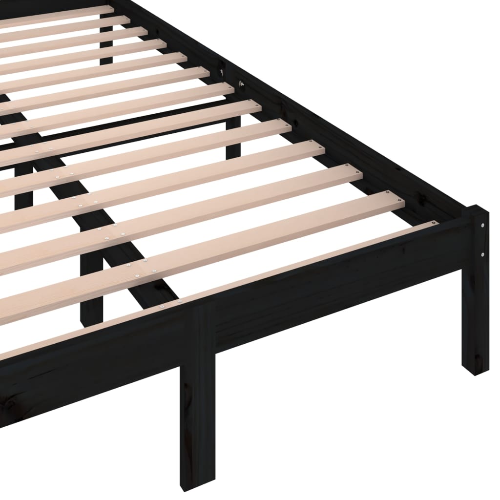 vidaXL Рамка за легло, бор масив, 120х200 см, черна