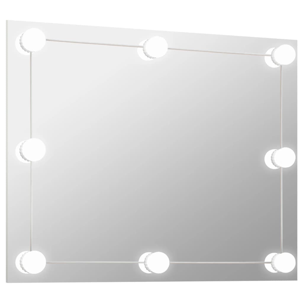 vidaXL Стенно огледало без рамка, с LED лампи, правоъгълно, стъкло