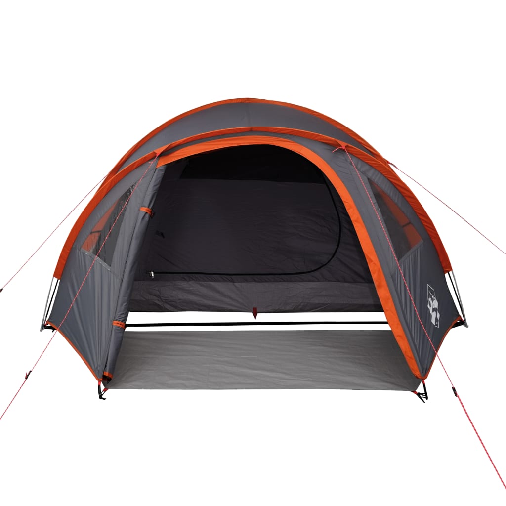vidaXL Куполна къмпинг палатка, 4-местна, сиво-оранжева, водоустойчива