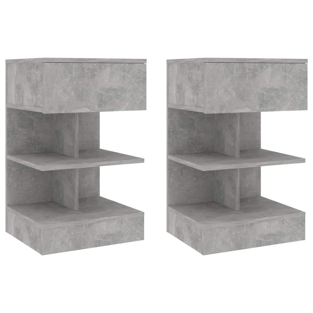 vidaXL Нощни шкафчета, 2 бр, бетонно сиви, 40x35x65 см