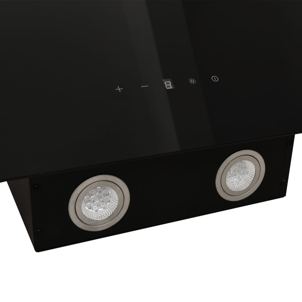 vidaXL Стенен абсорбатор, 90 см, стомана и закалено стъкло, черен