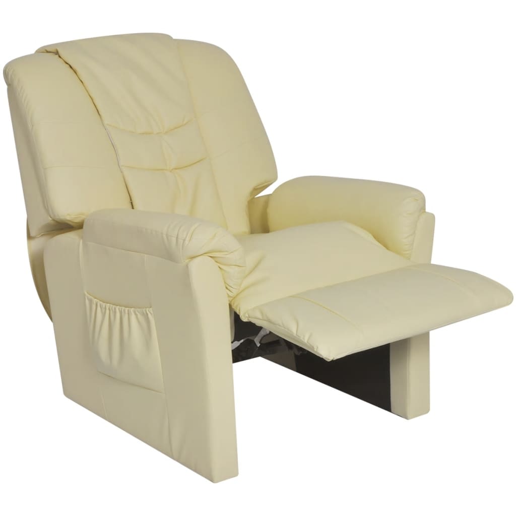 vidaXL Шиацу масажен стол, кремавобял, изкуствена кожа