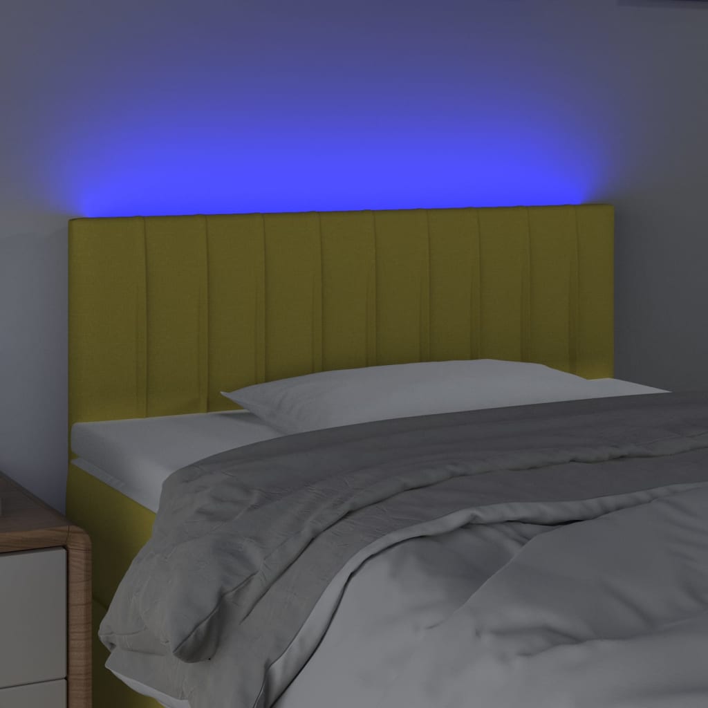 vidaXL LED горна табла за легло, зелена, 80x5x78/88 см, плат