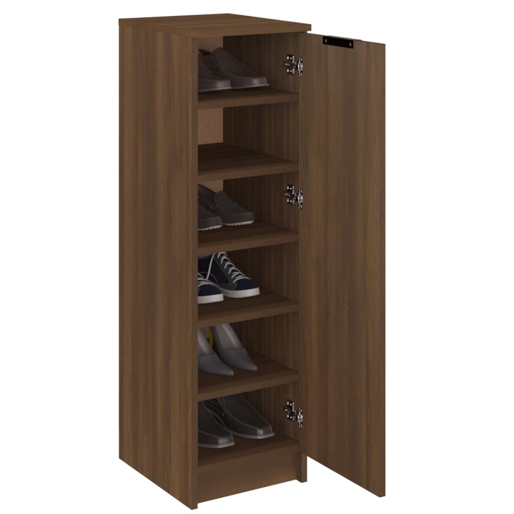 vidaXL Шкаф за обувки, кафяв дъб, 30x35x100 см, инженерно дърво