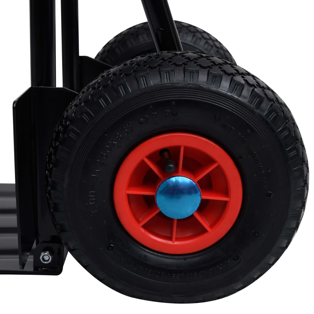 vidaXL Телескопична ръчна количка, 200 кг, черно и червено