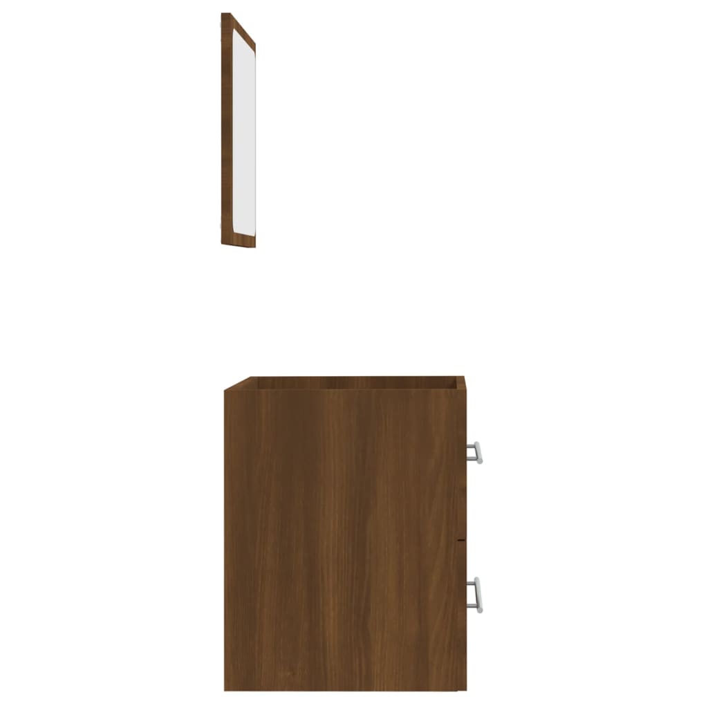 vidaXL Шкаф за баня с огледало, кафяв дъб, 41x38,5x48 см