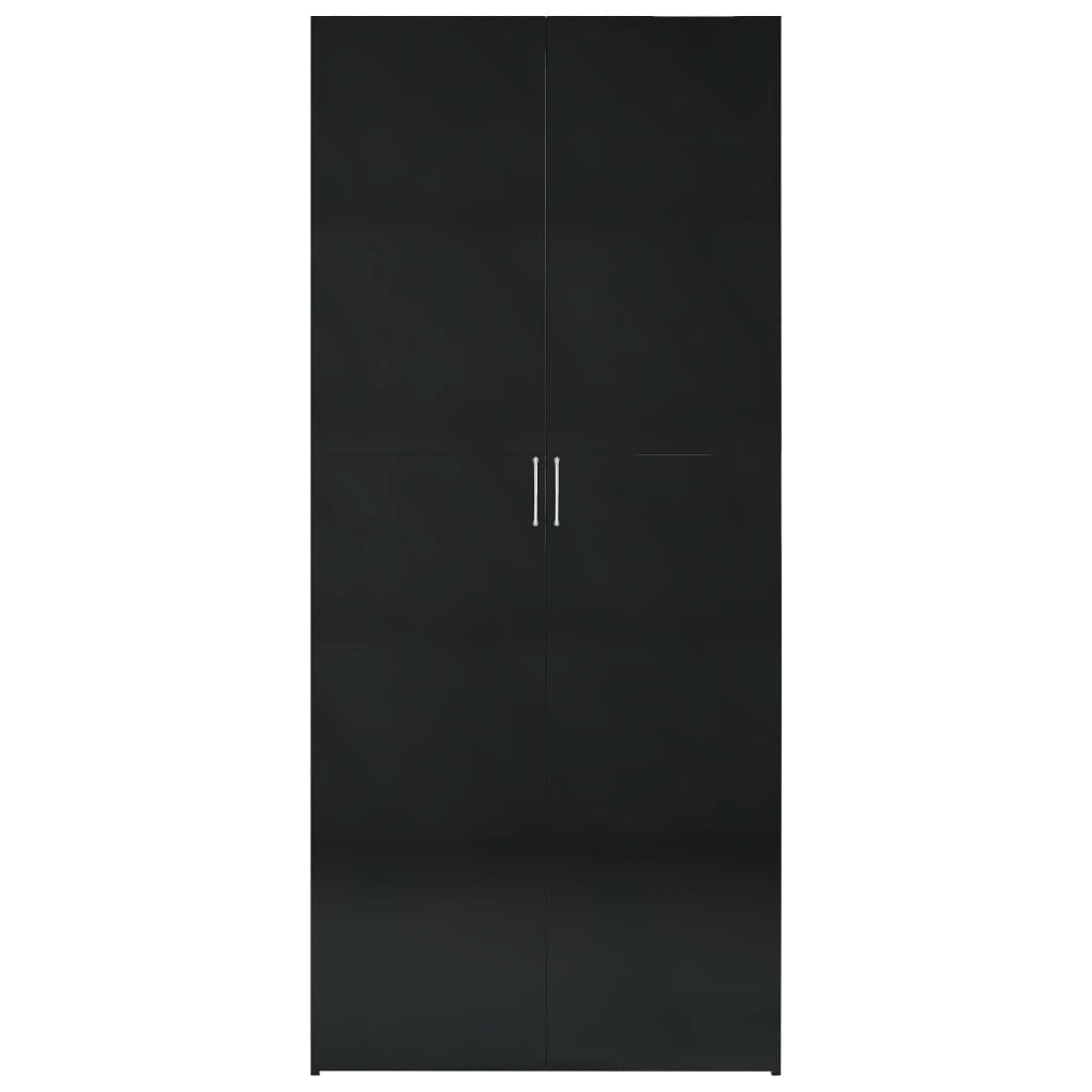 vidaXL Шкаф за съхранение, черно със силен гланц, 80x35,5x180 см, ПДЧ