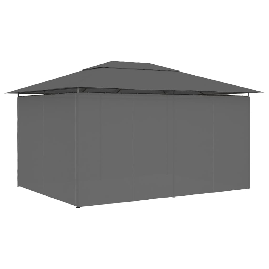 vidaXL Градинска шатра със завеси, 4x3 м, антрацит