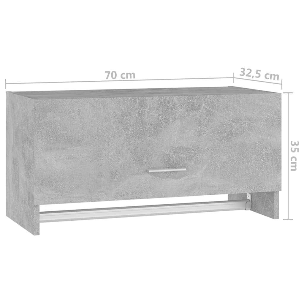 vidaXL Гардероб, бетонно сив, 70x32,5x35 см, ПДЧ