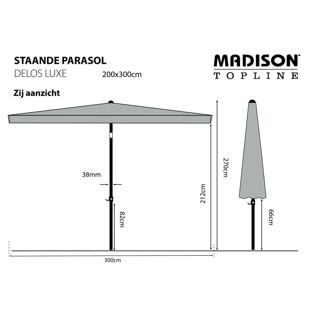 Madison Чадър за слънце "Delos Luxe" 300x200 см сив PAC5P014