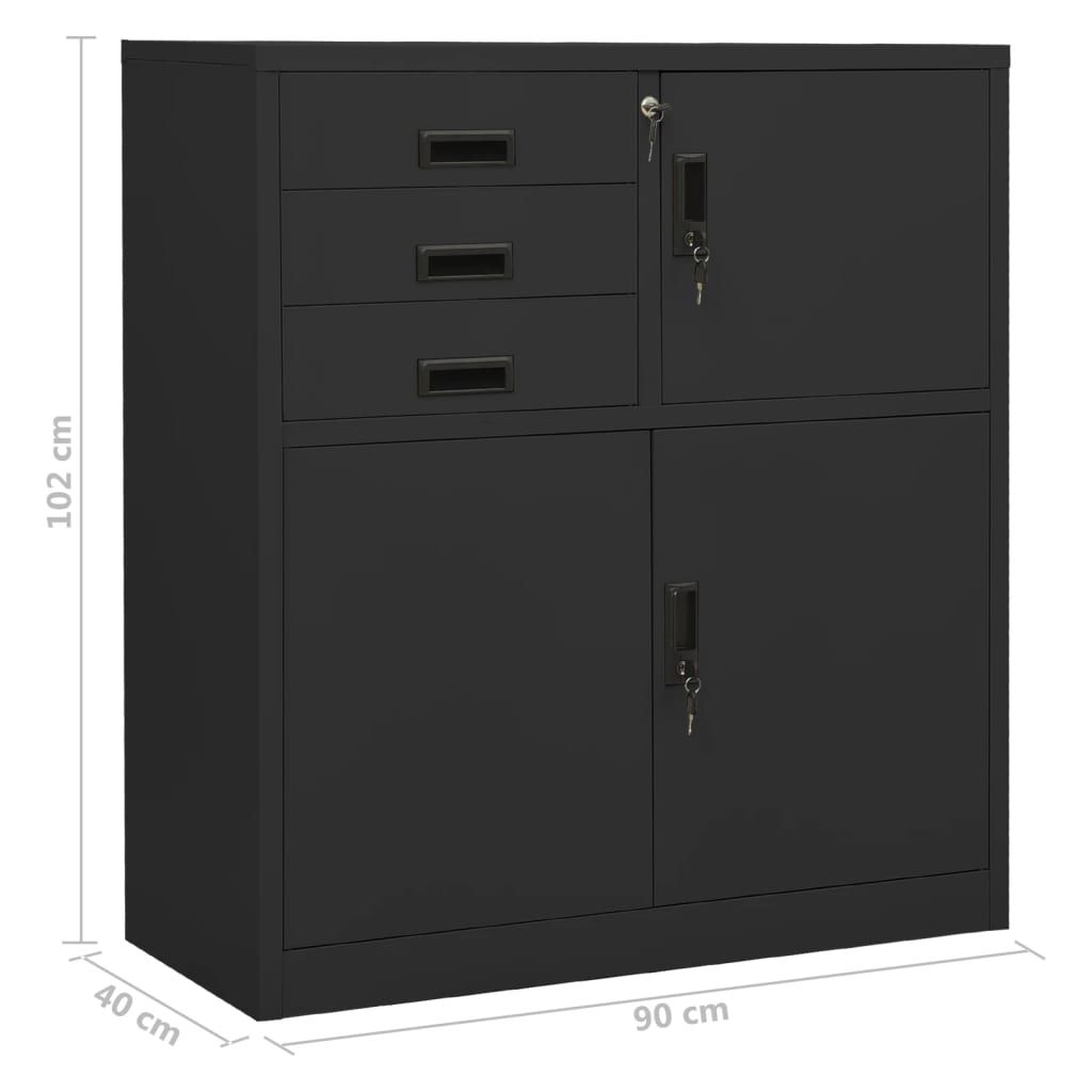 vidaXL Офис шкаф, антрацит, 90x40x102 см, стомана