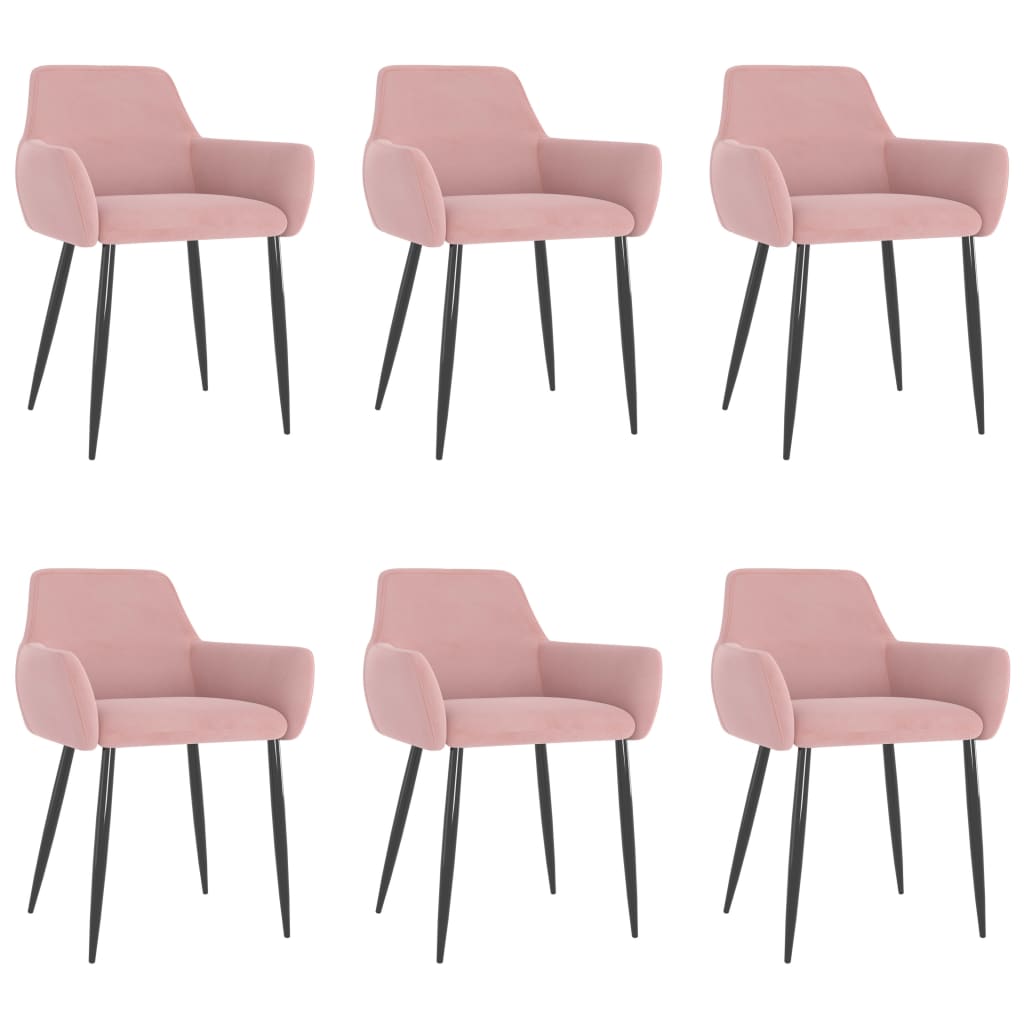 vidaXL Трапезни столове, 6 бр, розови, кадифе