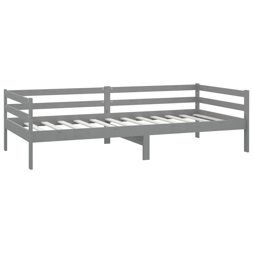 vidaXL Дневно легло, сиво, бор масив, 90х200 см