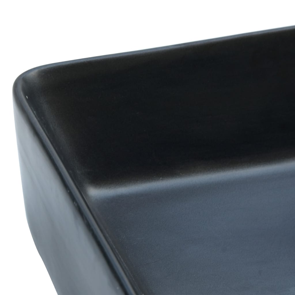 vidaXL Мивка за плот, черна, правоъгълна, 46x35,5x13 см, керамика