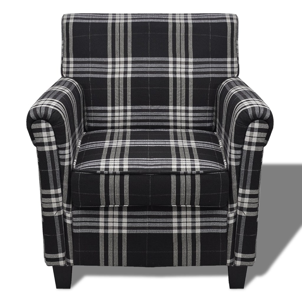 vidaXL Кресло с възглавница, черно, текстил