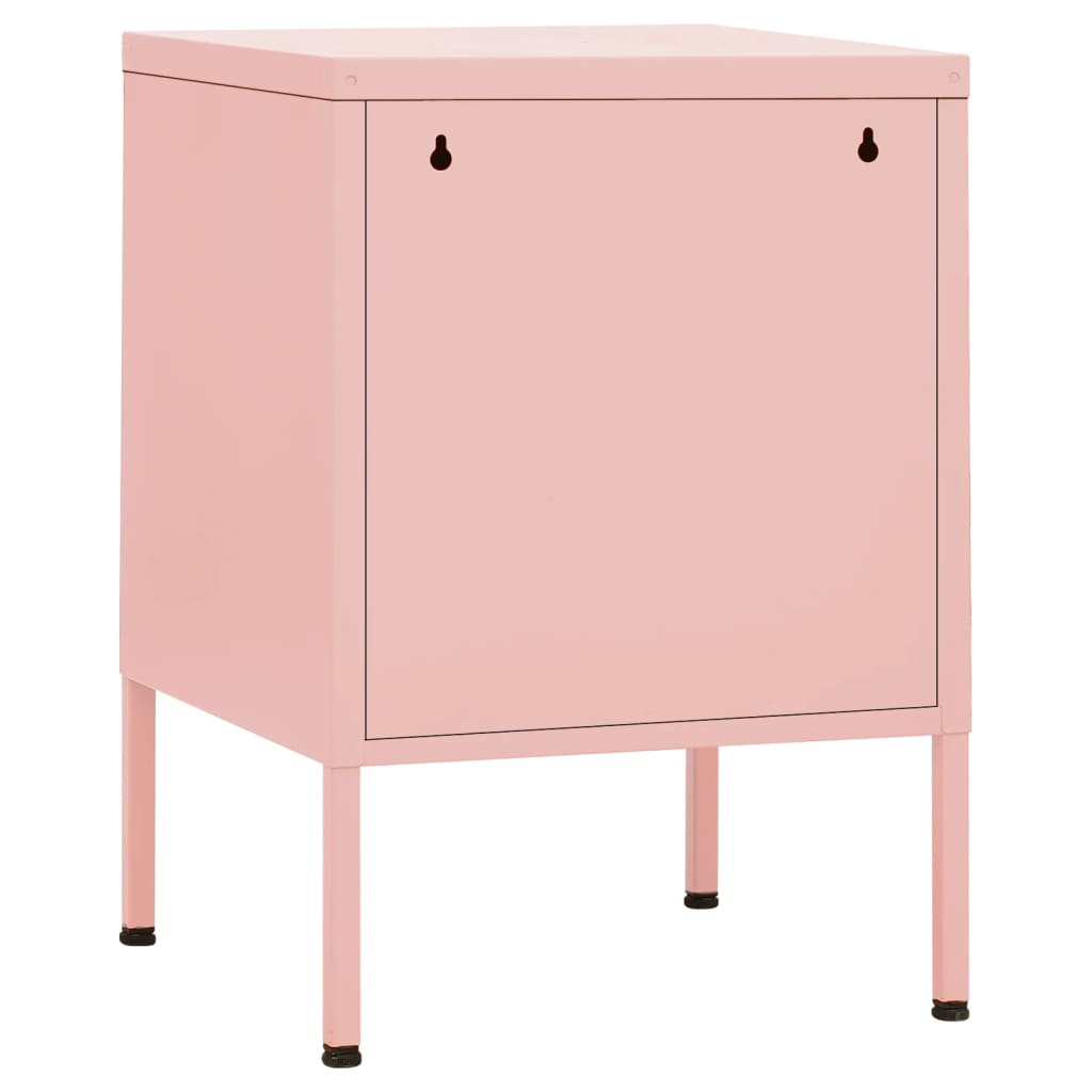 vidaXL Нощно шкафче, розово, 35х35х51 см, стомана