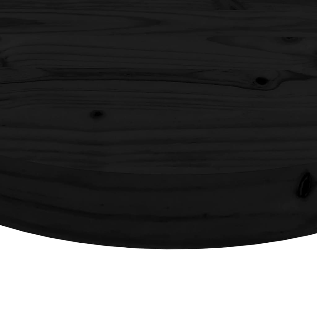 vidaXL Плот за маса, кръгъл, черен, Ø50x3 см, бор масив