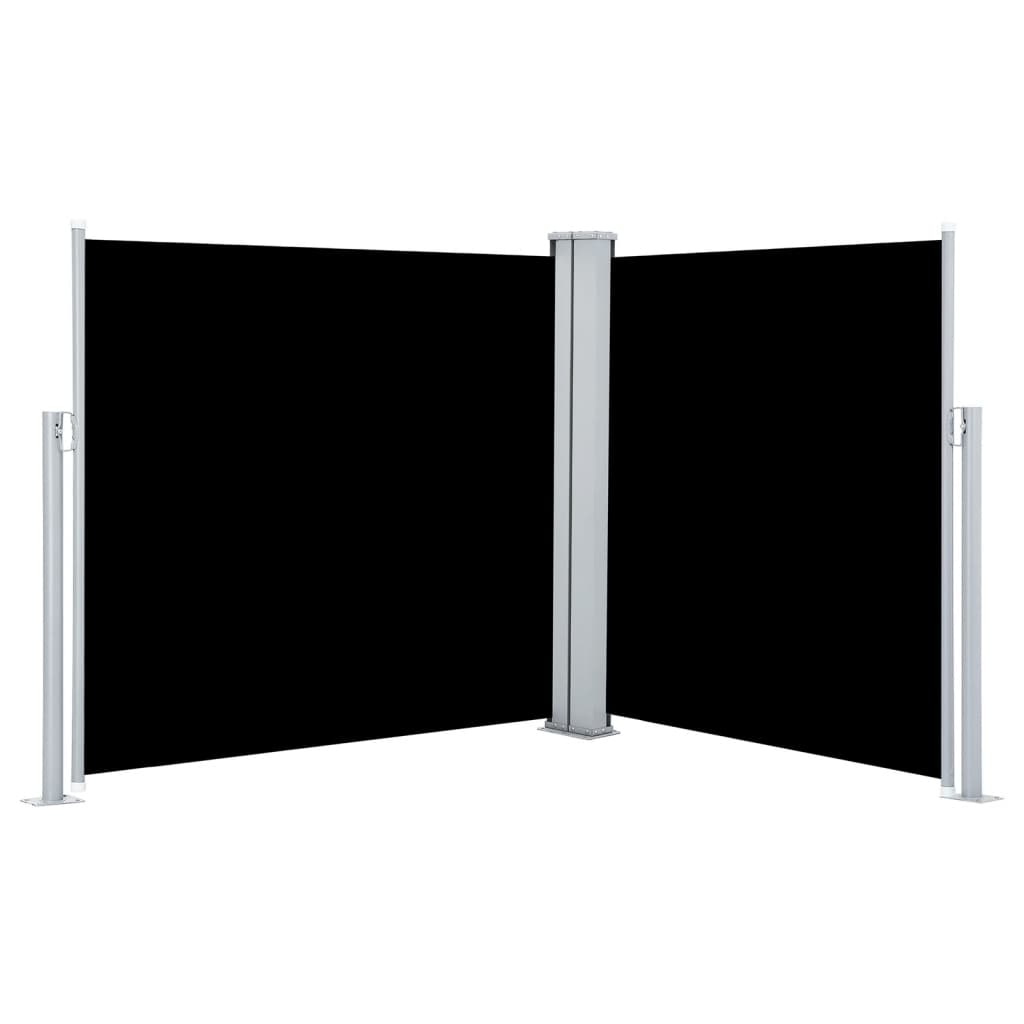 vidaXL Прибираща се дворна странична тента, черна, 117x600 см