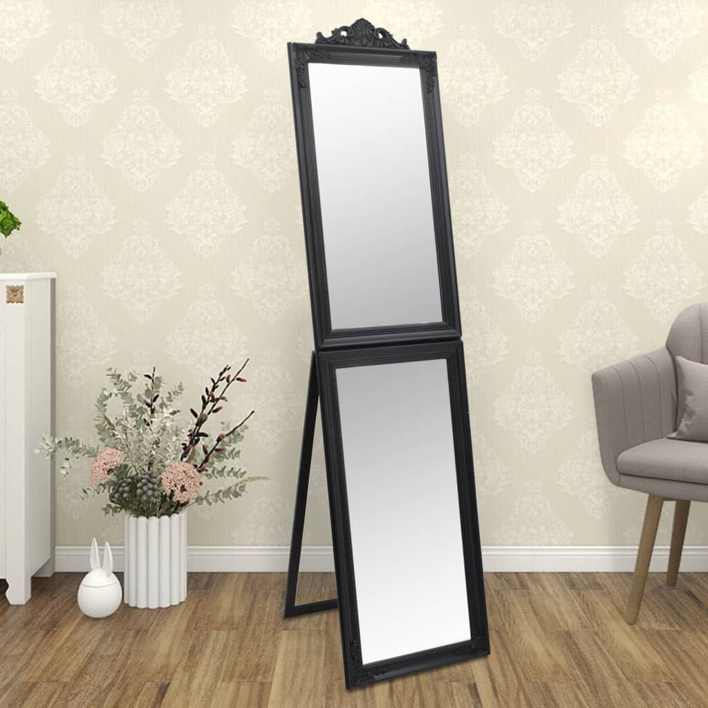 vidaXL Стоящо огледало, черно, 40x160 см