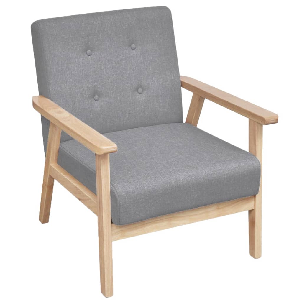 vidaXL Комплект диван и кресло, 2 части, плат, светлосиви