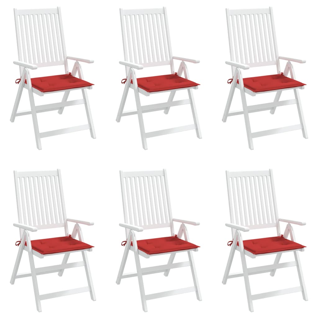 vidaXL Възглавници за столове 6 бр червени 50x50x3 см Оксфорд плат