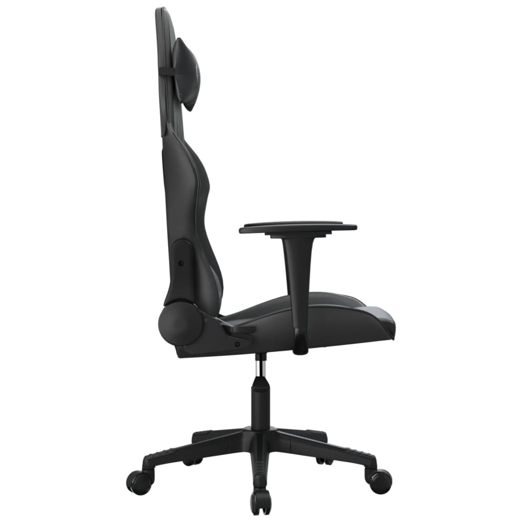 vidaXL Масажен гейминг стол, черен, изкуствена кожа