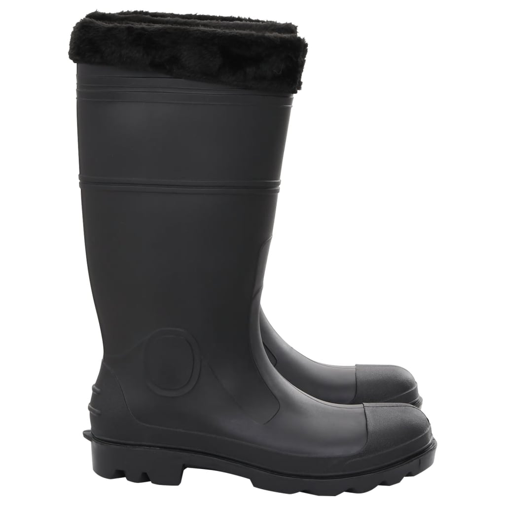 vidaXL Ботуши за дъжд с подвижни чорапи, черни, размер 45, PVC