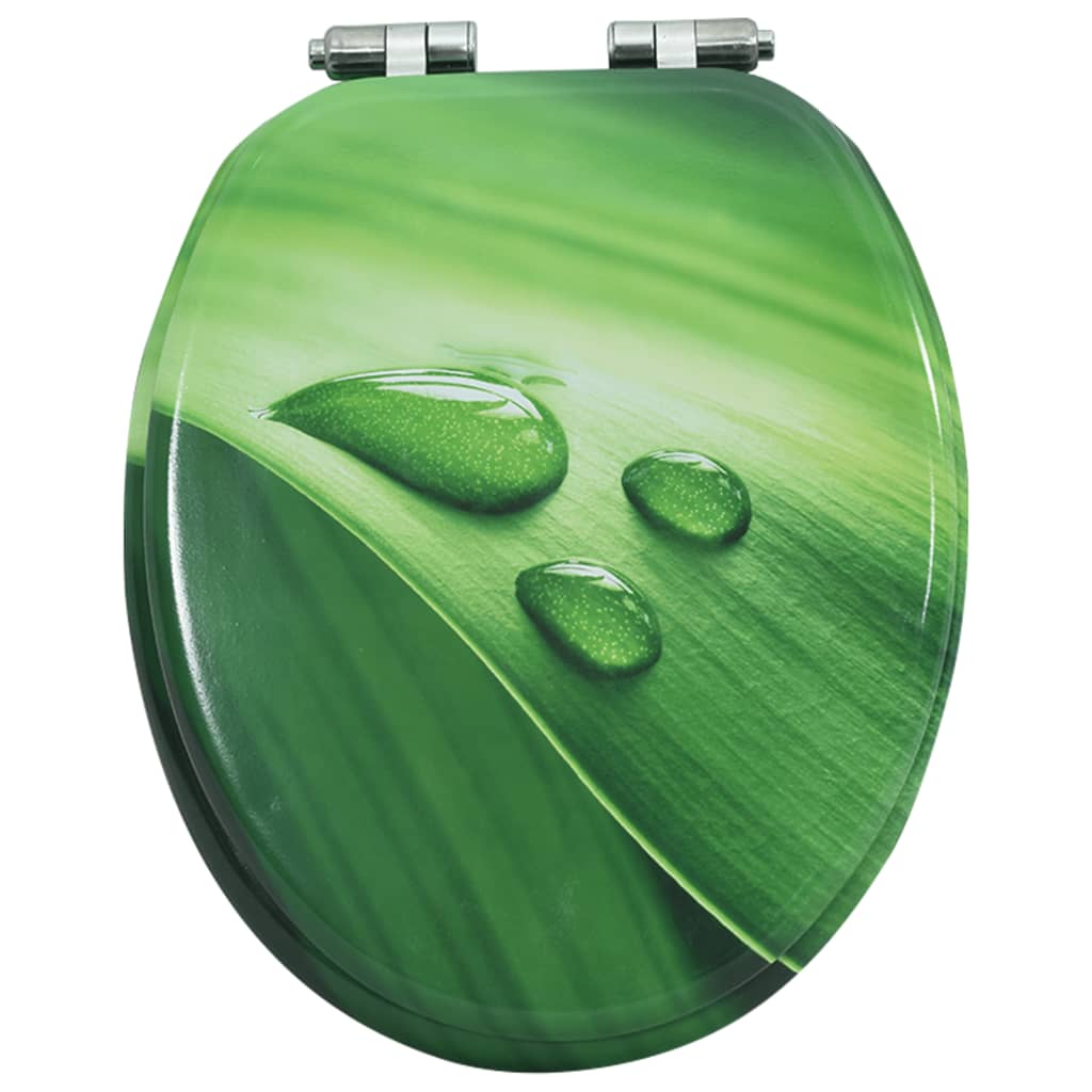 vidaXL Тоалетна седалка плавно затваряне МДФ дизайн зелени водни капки