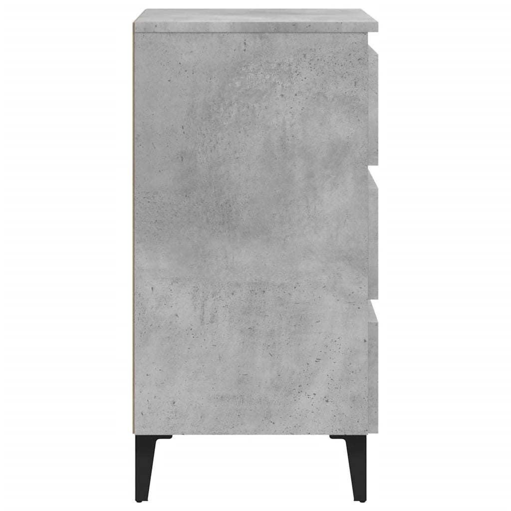 vidaXL Нощно шкафче с метални крака, бетонно сиво, 40x35x69 см